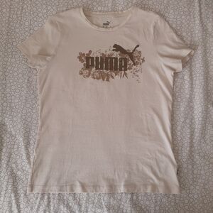 PUMA T-shirt Womens Medium Off-white short sleeve